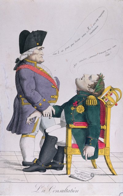 La Consulta, caricatura de Cambaceres (1753-1824) y Napoleón (1769-1821) c.1810-14 de French School