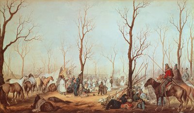 Los cosacos en los Campos Elíseos, 1815 de French School