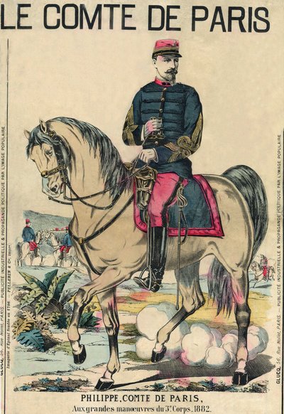 El Conde de París: Felipe de Orleans (1838-1894), fue considerado el heredero del trono de Francia por sus seguidores. Grabado, en "Le Figaro, suplemento", el 30/03/1889, París. de French School