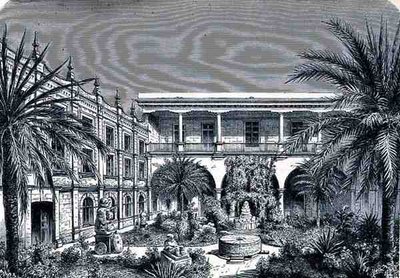 El patio del Museo de México, de Las ciudades antiguas del Nuevo Mundo, por Claude-Joseph-Desire Charnay, pub. 1887 de French School