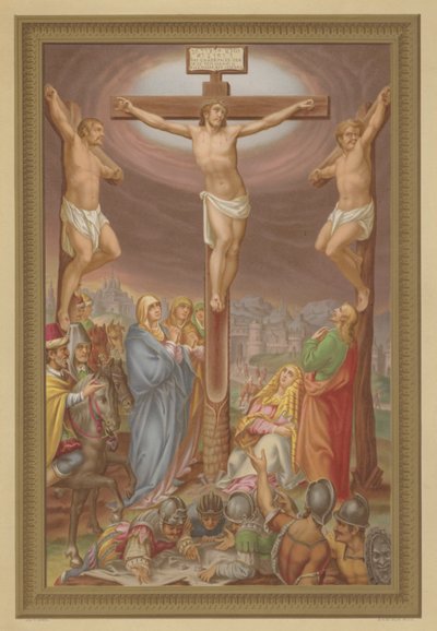 La Crucifixión (cromolito) de French School