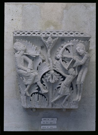 La muerte de Caín, capitel original de la nave de la catedral de French School