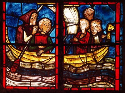 La partida hacia Jerusalén, de la historia de Santa María de Egipto en la Capilla de la Santa Cruz de French School