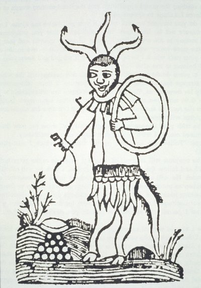 El Diablo señalando tesoros ocultos, copia de una ilustración de Le Veritable Dragon Rouge, 2ª versión, Lille 1521, usado en una Historia de la Magia, publicado a finales del siglo XIX de French School