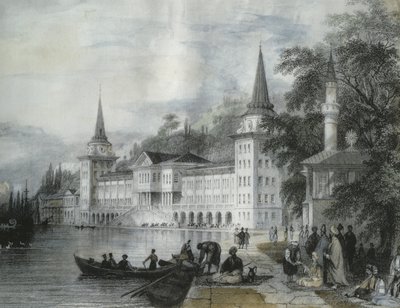 El Palacio de Dolmabahce en el Bósforo, 1840 de French School