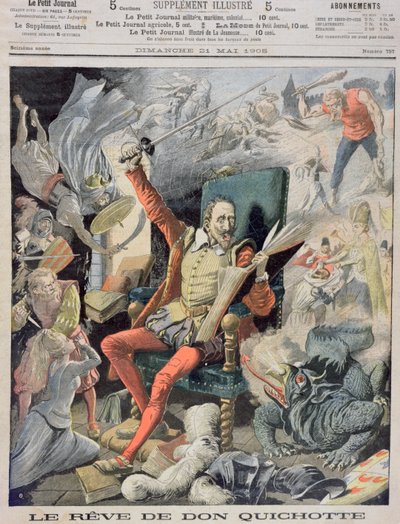 El Sueño de Don Quijote, ilustración de portada de Le Petit Journal, 21 de mayo de 1905 de French School