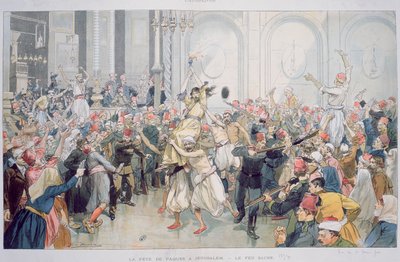 La Procesión de Pascua del Fuego Sagrado en Jerusalén, 1895 de French School