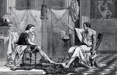 La educación de Alejandro Magno (356-323 a.C.) por Aristóteles (384-322 a.C.) de un libro de L. Figuier de French School