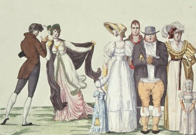 La familia inglesa en París, ilustración de Le Supreme Bon Ton, c.1815 de French School