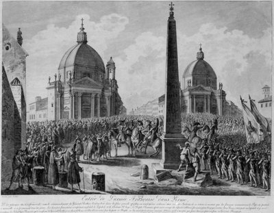 La entrada del ejército francés en Roma liderado por el mariscal Berthier, 15 de febrero de 1798 de French School
