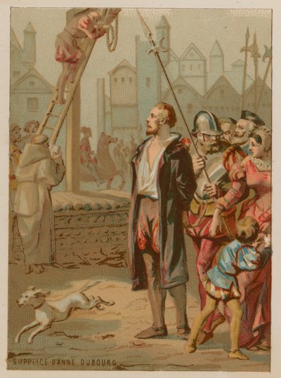 La ejecución de Anne du Bourg de French School