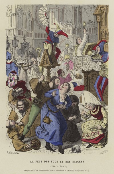 La Fiesta de los Locos y Diáconos, siglo XIV de French School