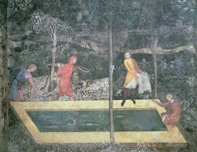 El Estanque de los Peces, de la Sala del Ciervo, 1343 de French School