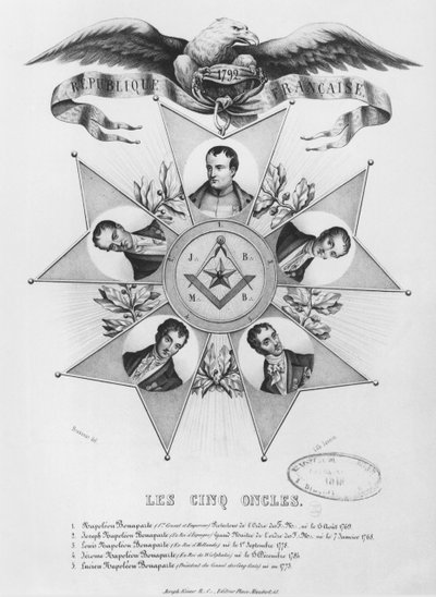 Los Cinco Tíos de la Masonería, 1848 de French School