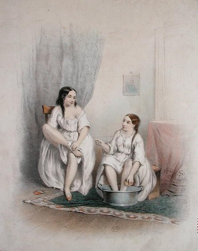 El Baño de Pies, mediados del siglo XIX de French School