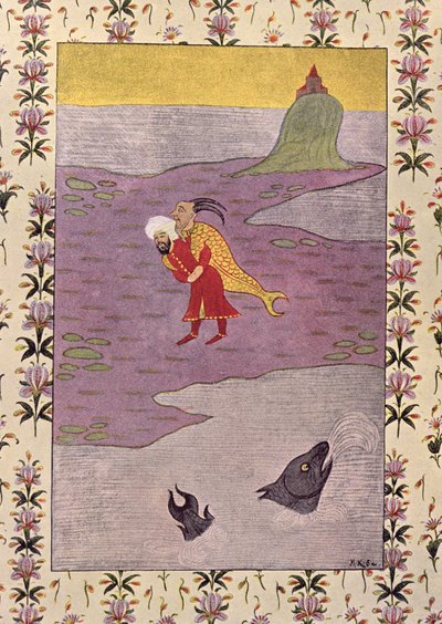 El cuarto viaje de Simbad, ilustración para Simbad el Marino, de Las mil y una noches, 1895 de French School