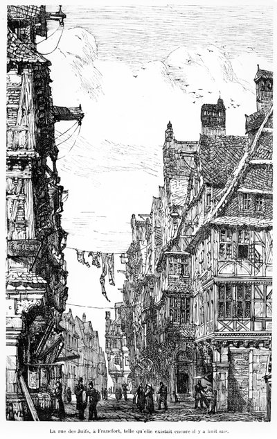 La Judengasse de Frankfurt, c.1860-70 de French School
