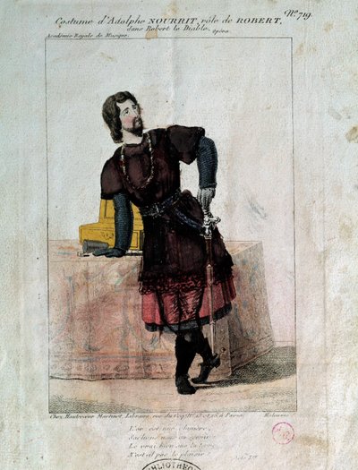 El tenor francés Adolphe Nourrit en el papel de Robert en 