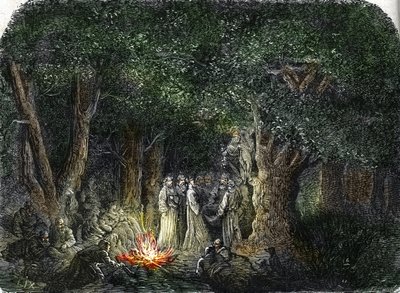 Los galos y sus sacerdotes o druidas (grabado) 1864 de French School