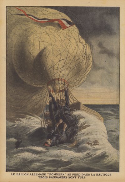 El globo alemán Pommern estrellándose en el Báltico de French School