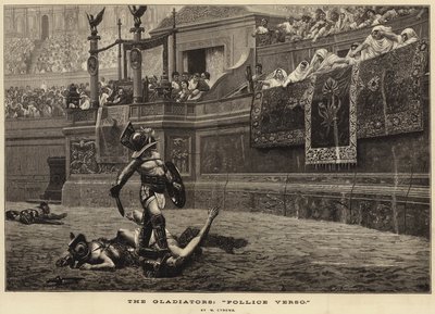 Los Gladiadores, "Pollice Verso" (grabado) de French School