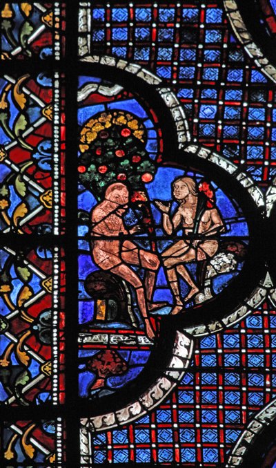 La ventana del Buen Samaritano: Adán y Eva bajo el Árbol del Conocimiento del Bien y del Mal de French School