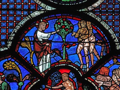 La ventana del Buen Samaritano: Dios prohíbe a Adán y Eva comer del fruto del árbol de French School