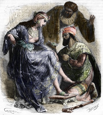 El hetario y cortesano griego Ródope y el faraón psamético (siglo VI a. C.) de French School