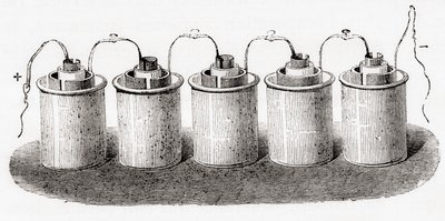 La celda de Grove, de Les Merveilles de la Science, pub.1870 de French School