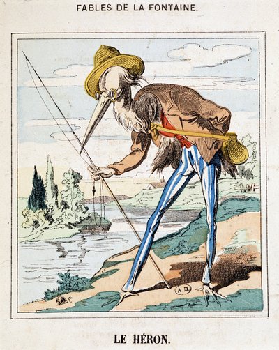 La garza (Fábulas de La Fontaine) de French School