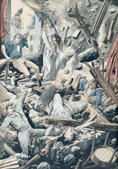 Las horribles consecuencias de un terrible terremoto en San Francisco, ilustración de 