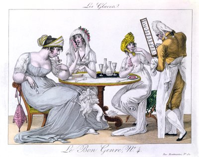 El helado, plat 4 de Le Bon Genre, París, 1827 de French School