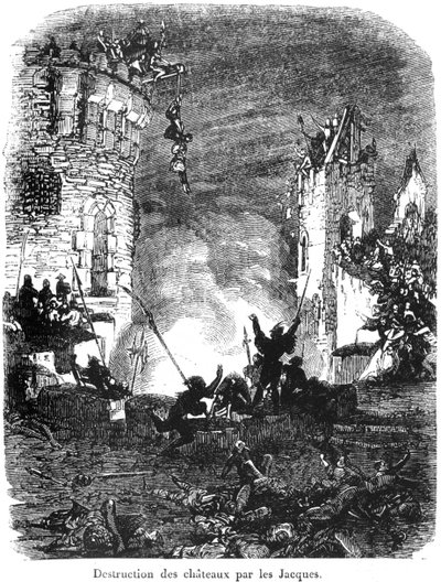 Los Jacques destruyendo castillos en 1358 de French School