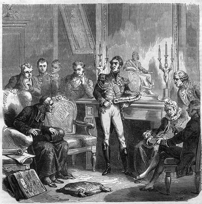 Los Jesuitas en la Corte de Carlos X (1757-1836) Rey de Francia. Grabado en “Histoire des Papes-Rois-Reinas y Emperadores a través de los siglos” de Maurice Lachatre de French School