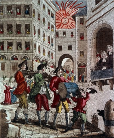 La alegría del pueblo francés, celebrando al rey y el regreso del parlamento en septiembre de 1788 de French School