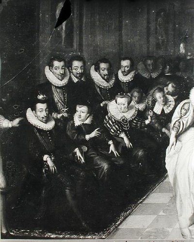 El Baile Joyeuse, dado en el Louvre con motivo del matrimonio de Anne Duque de Joyeuse (1561-87) con Marguerite de Vaudemont el 24 de septiembre de 1581, c.1582 (detalle) de French School