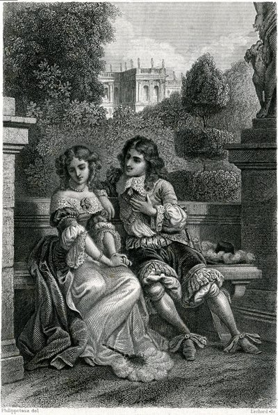 El rey de Francia Luis XIV en la galante compañía de Mademoiselle de la Vallière de French School
