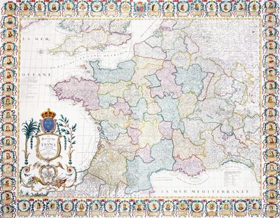 El Reino de Francia dividido en gobiernos locales, 1751 de French School
