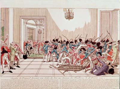 Los Caballeros de Aggard desarmados por orden del rey en el Palacio de las Tullerías, 28 de febrero de French School