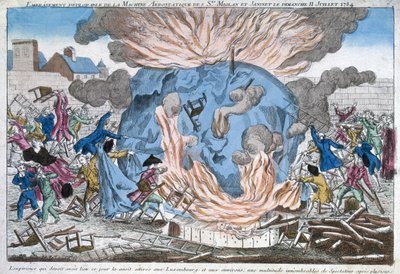 El lamentable incendio del aerostato de Mioloan y Janinet, 11 de julio de 1784 de French School