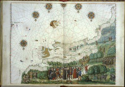 El desembarco de Jacques Cartier y colonos en Canadá, 1547 de French School