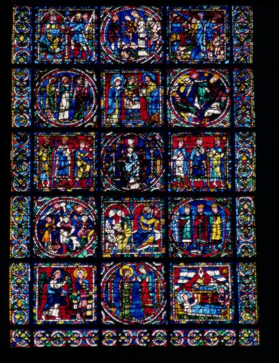 La vida de Cristo, ciclo del Nuevo Testamento, mitad inferior de la ventana, c.1145-50 de French School