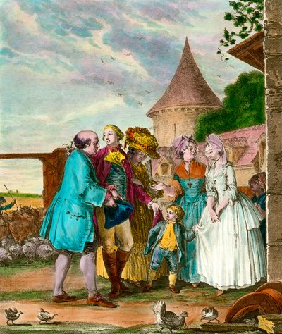 El Señor y su labrador. Grabado del siglo XVIII. Colección particular. de French School