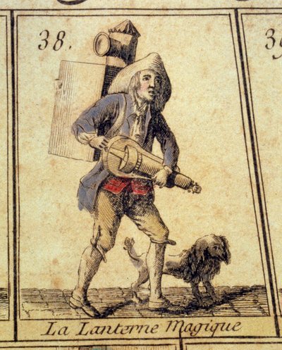 La linterna mágica. Detalle de un juego de la oca de los gritos y antiguos oficios de París. Siglo XVIII Colección privada de French School