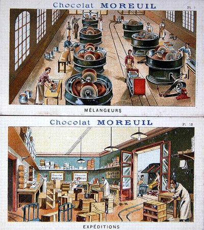 La Fabricación y Distribución de Chocolate, imagen publicitaria de chocolate Moreuil de French School