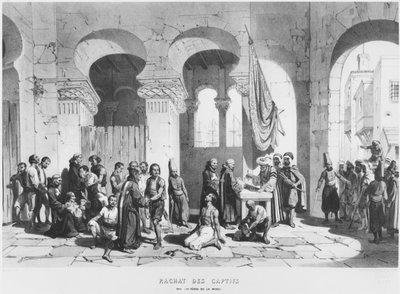 Los Padres de la Misericordia rescatando a los cautivos en Argelia, c.1830-40 de French School