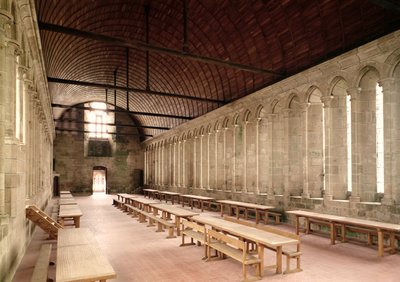 El Refectorio de los Monjes, vista interior de la Abadía, 1217 de French School