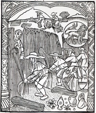 El Mes de Agosto, de un calendario de pastores, 1496 de French School