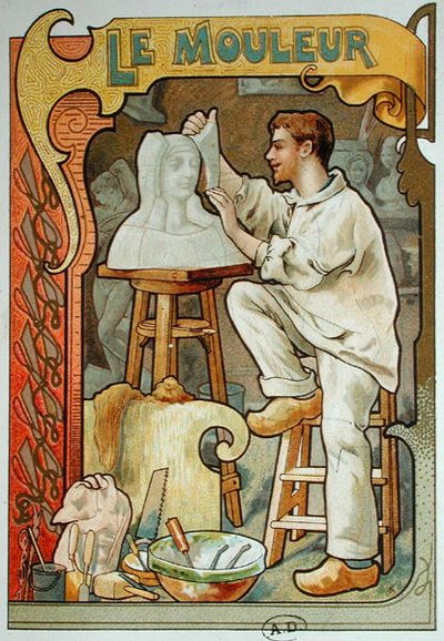 El moldeador, ilustración de un libro sobre los oficios, c.1899 de French School