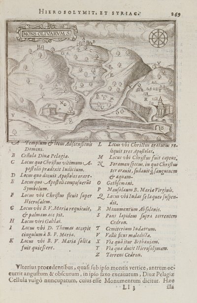 El Monte de los Olivos, Jerusalén, del Itinerarium Hierosolymitanum, por J. Cotovico, 1619 de French School